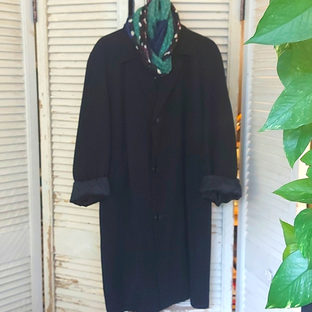 Vintage 1950s Navy Fine Wool Overcoat M